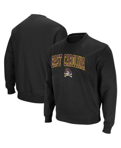 Men's Colosseum Black ECU Pirates Arch & Logo Tackle Twill Pullover Sweatshirt
