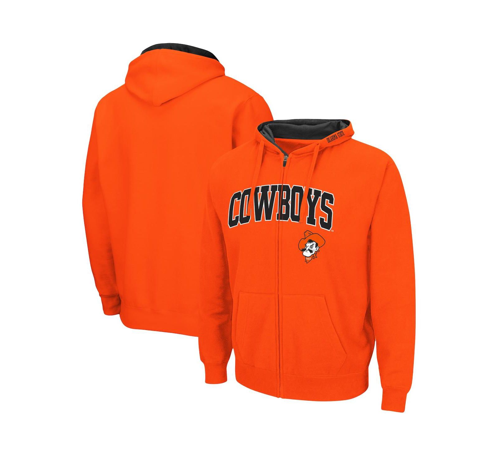 Men's Colosseum Orange Oklahoma State Cowboys Arch Logo 3.0 Full-Zip Hoodie