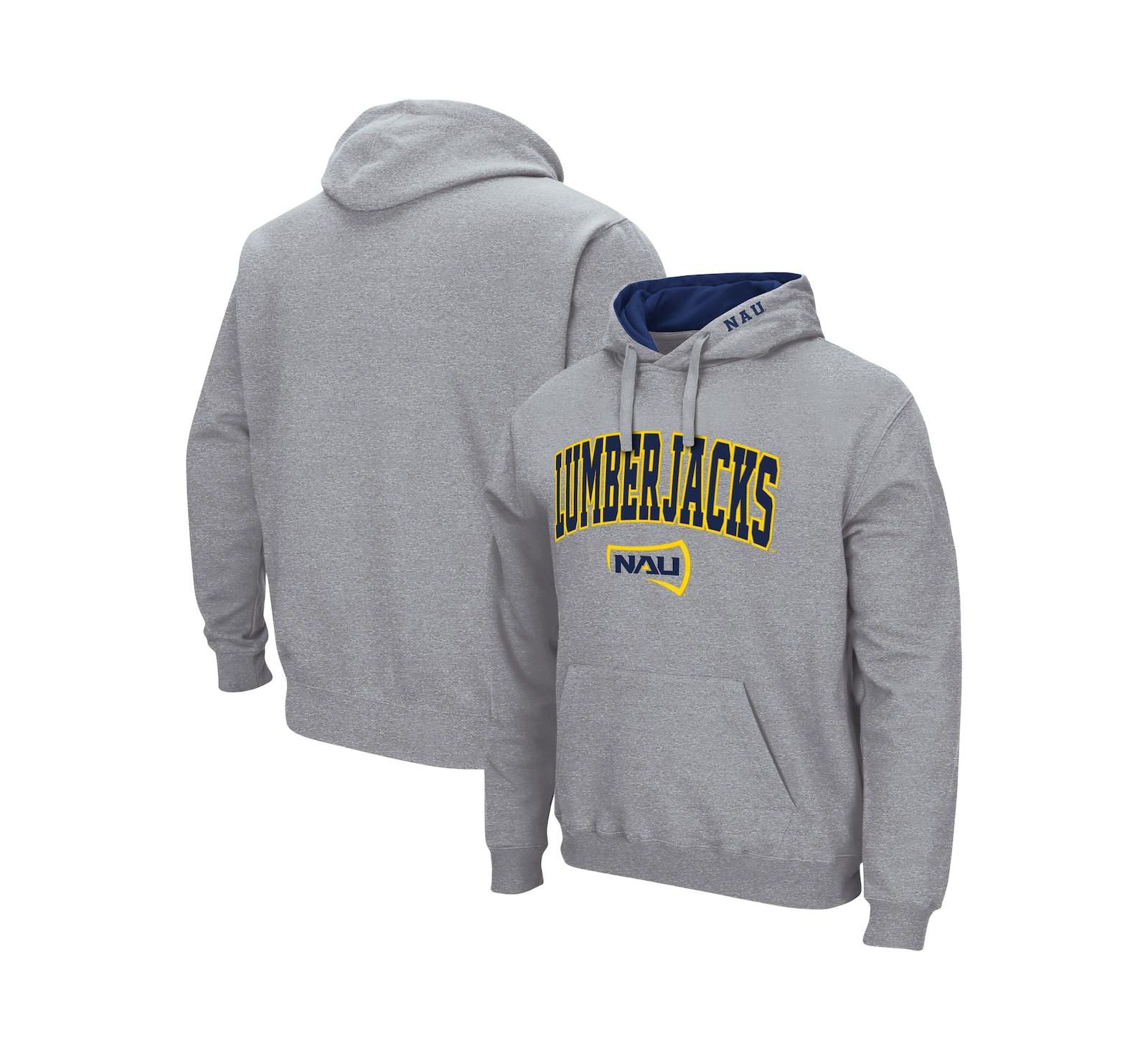 Мужской худи Colosseum Heathered Gray Northern Arizona Lumberjacks Arch and Logo