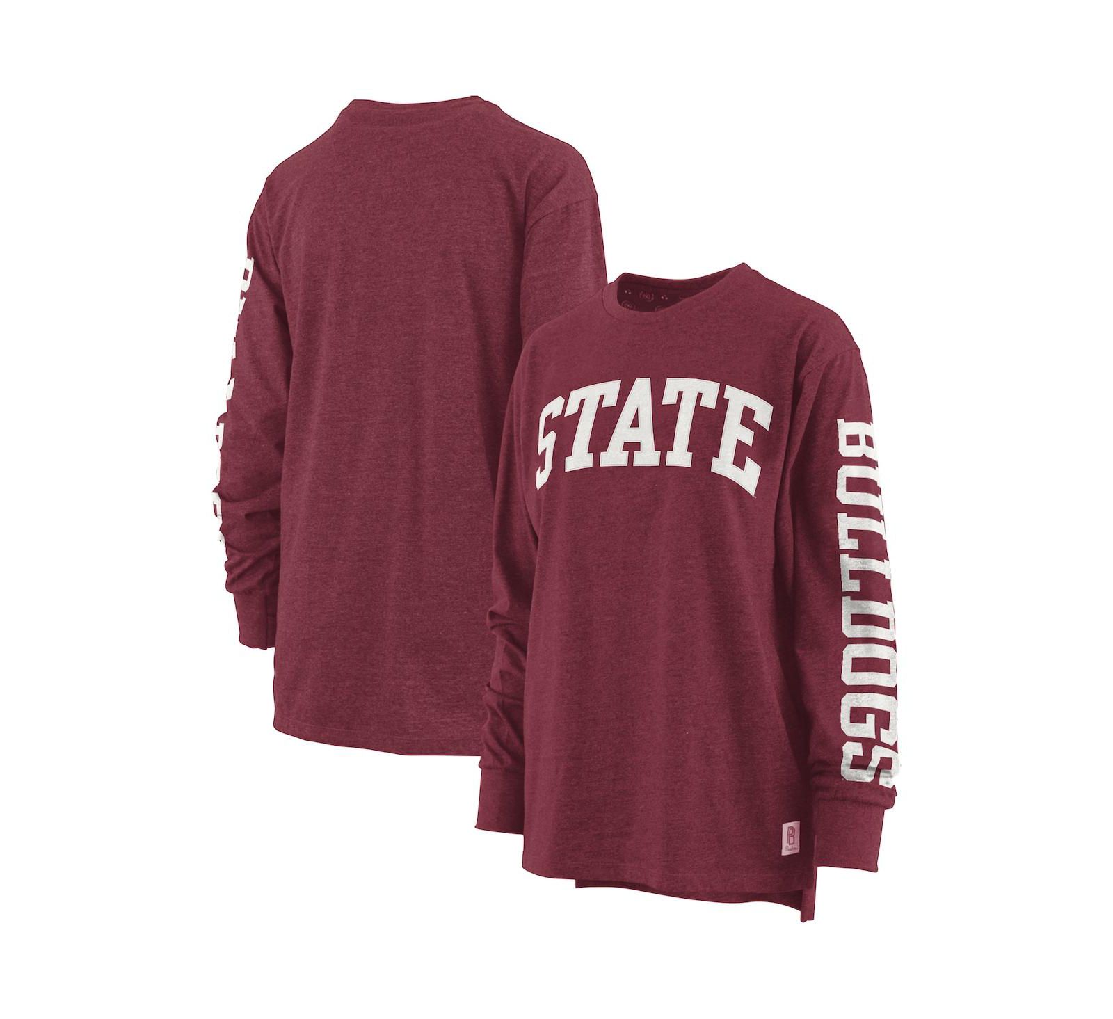 Women's Pressbox Maroon Mississippi State Bulldogs Two-Hit Canyon Long Sleeve T-shirt