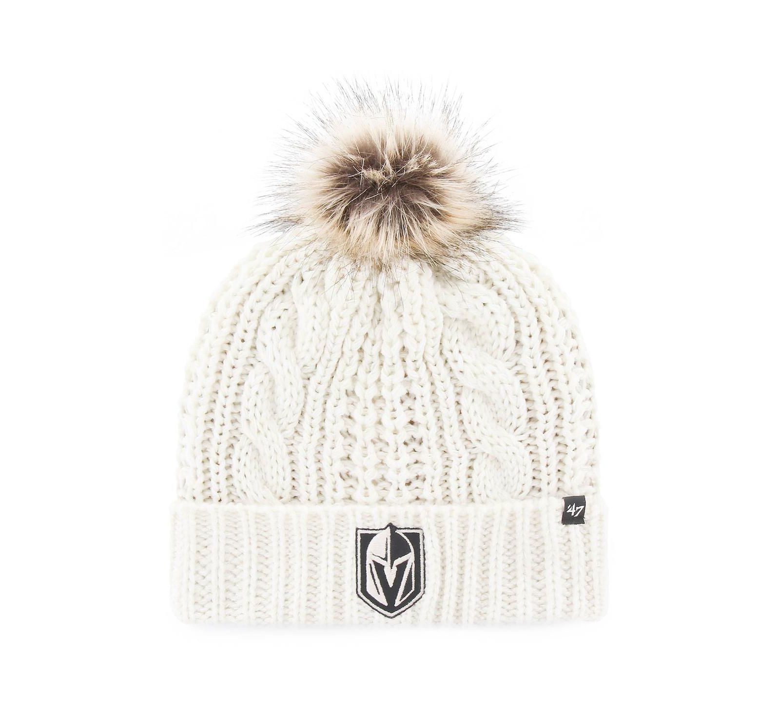 Women's '47 White Vegas Golden Knights Logo Meeko Cuffed Knit Hat with Pom