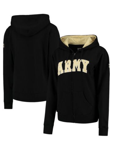 Women's Stadium Athletic Black Army Black Knights Helmet Arched Name Full-Zip Sweatshirt