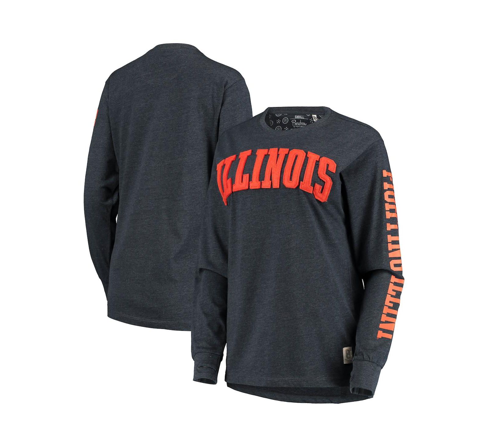 Women's Pressbox Navy Illinois Fighting Illini Two-Hit Canyon Long Sleeve T-shirt