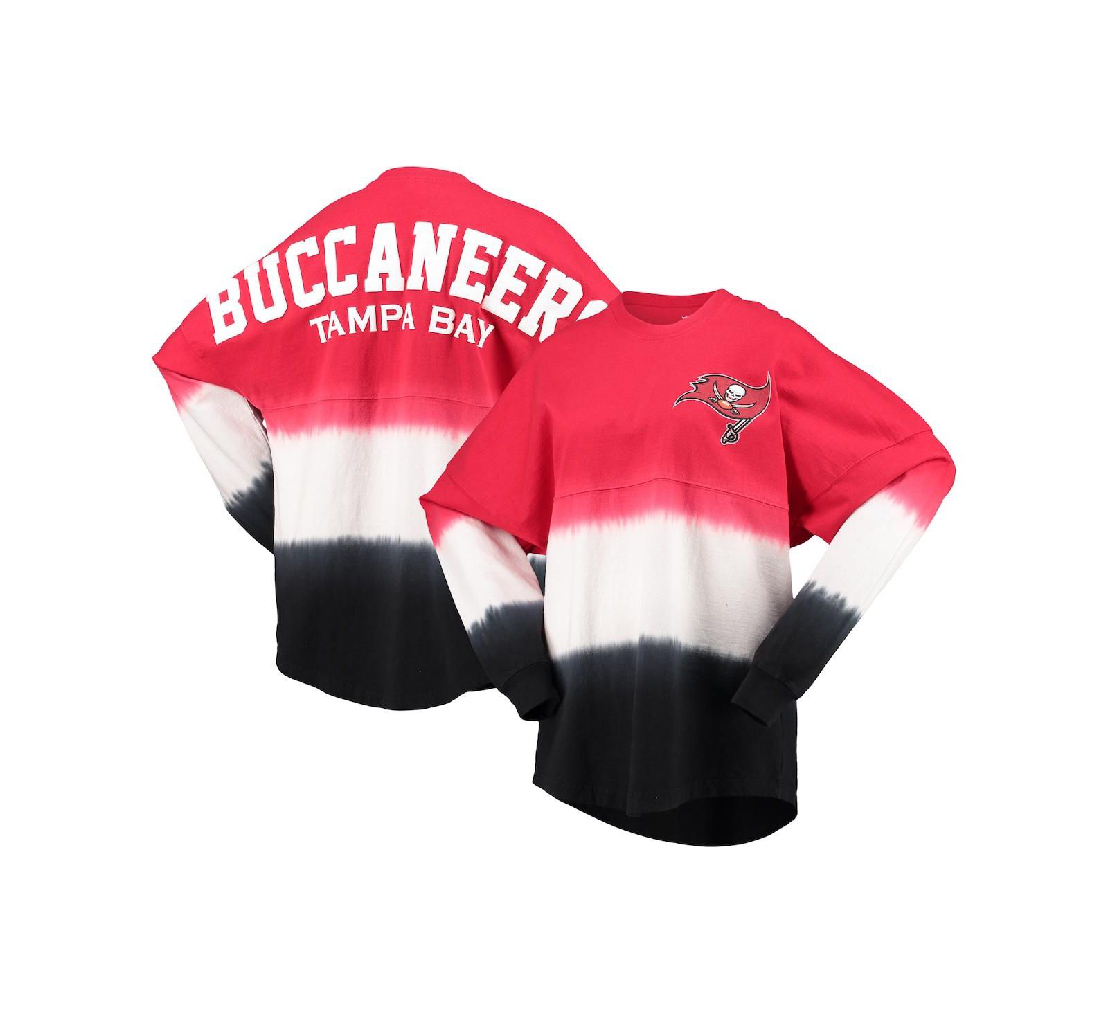 Женская футболка Fanatics Red, Black Tampa Bay Buccaneers Ombre с длинным рукавом