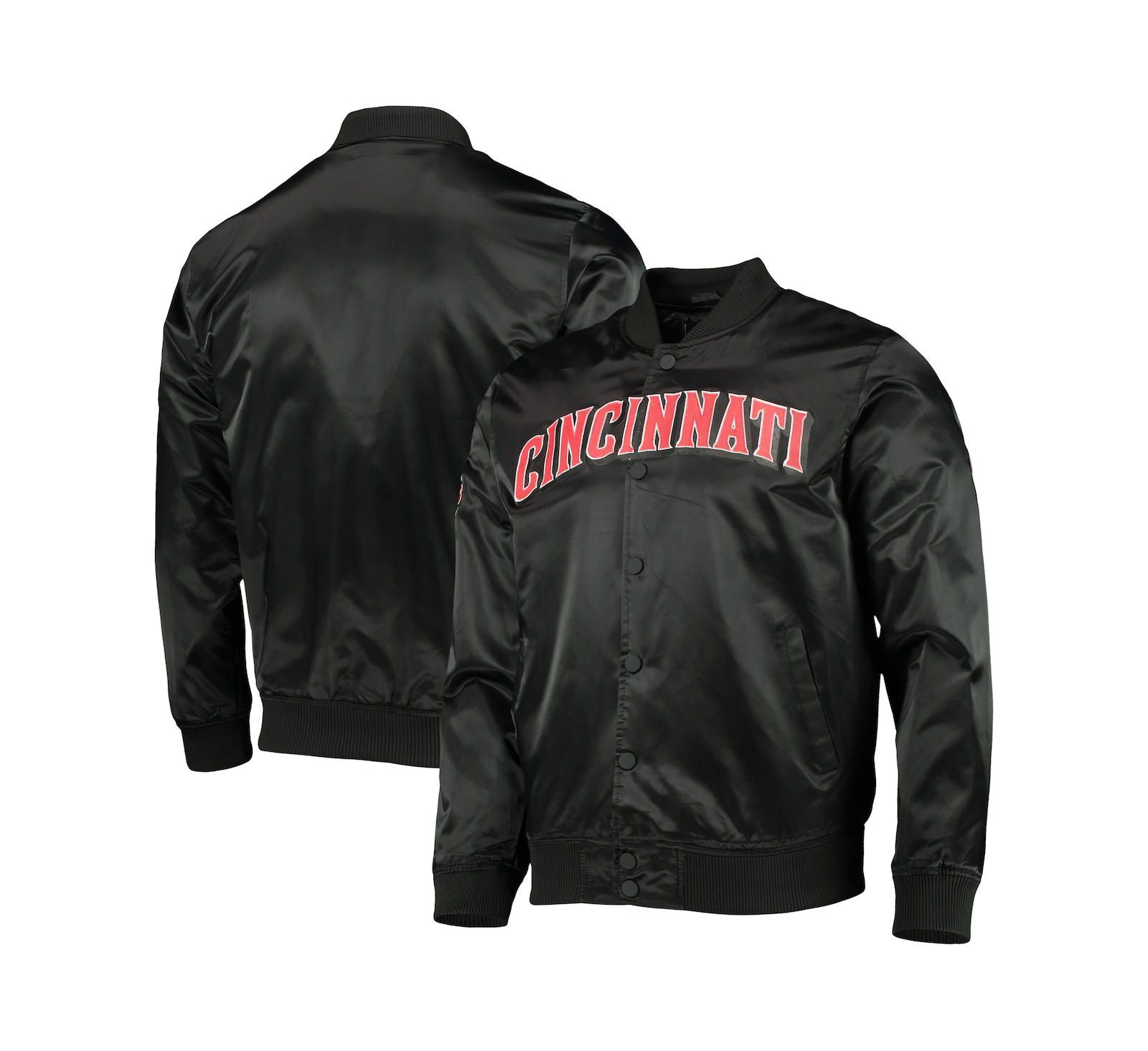Мужской Pro Standard Black Cincinnati Reds Wordmark Satin Full-Snap Jacket
