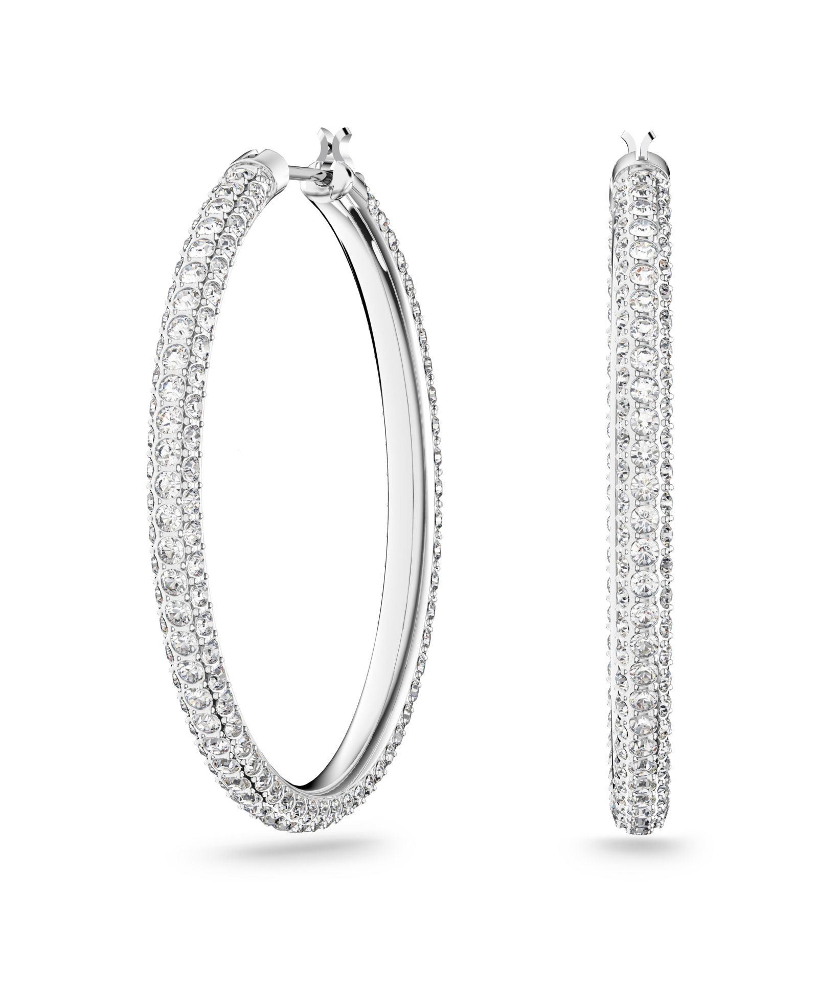 Серьги-кольца Swarovski Silver-Tone Crystal Medium, 1.37"