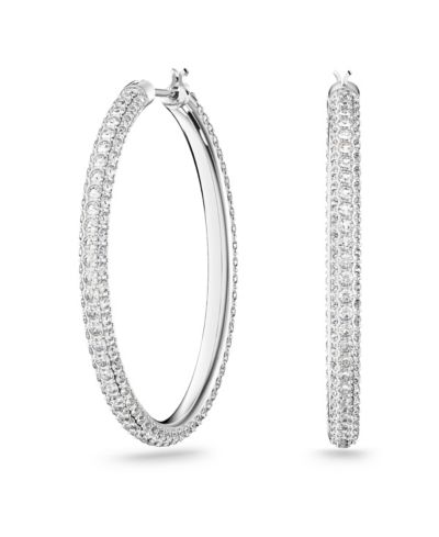 Серьги-кольца Swarovski Silver-Tone Crystal Medium, 1.37"