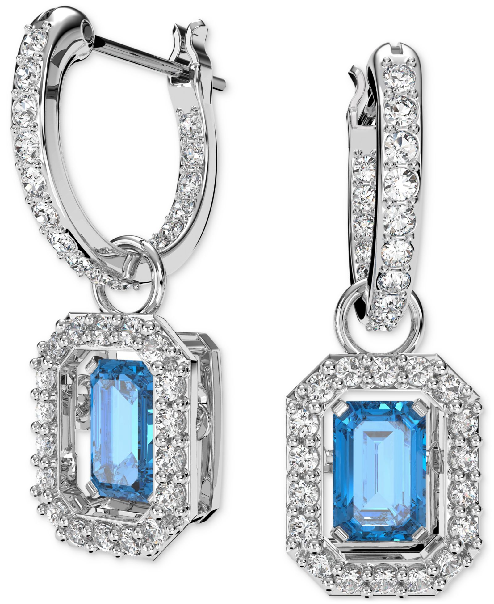 Серьги Swarovski Rhodium-Plated Crystal Octagon Charm Drop