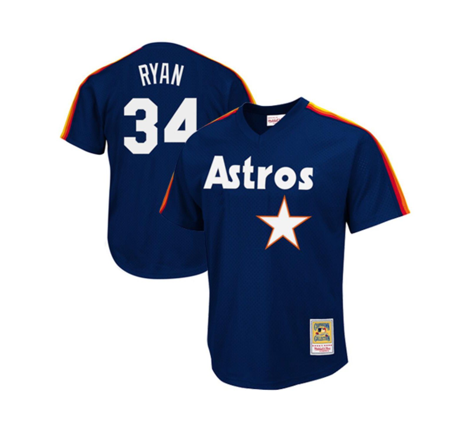 Mitchell & Ness Men's Nolan Ryan Navy Houston Astros Authentic Batting Practice Jersey