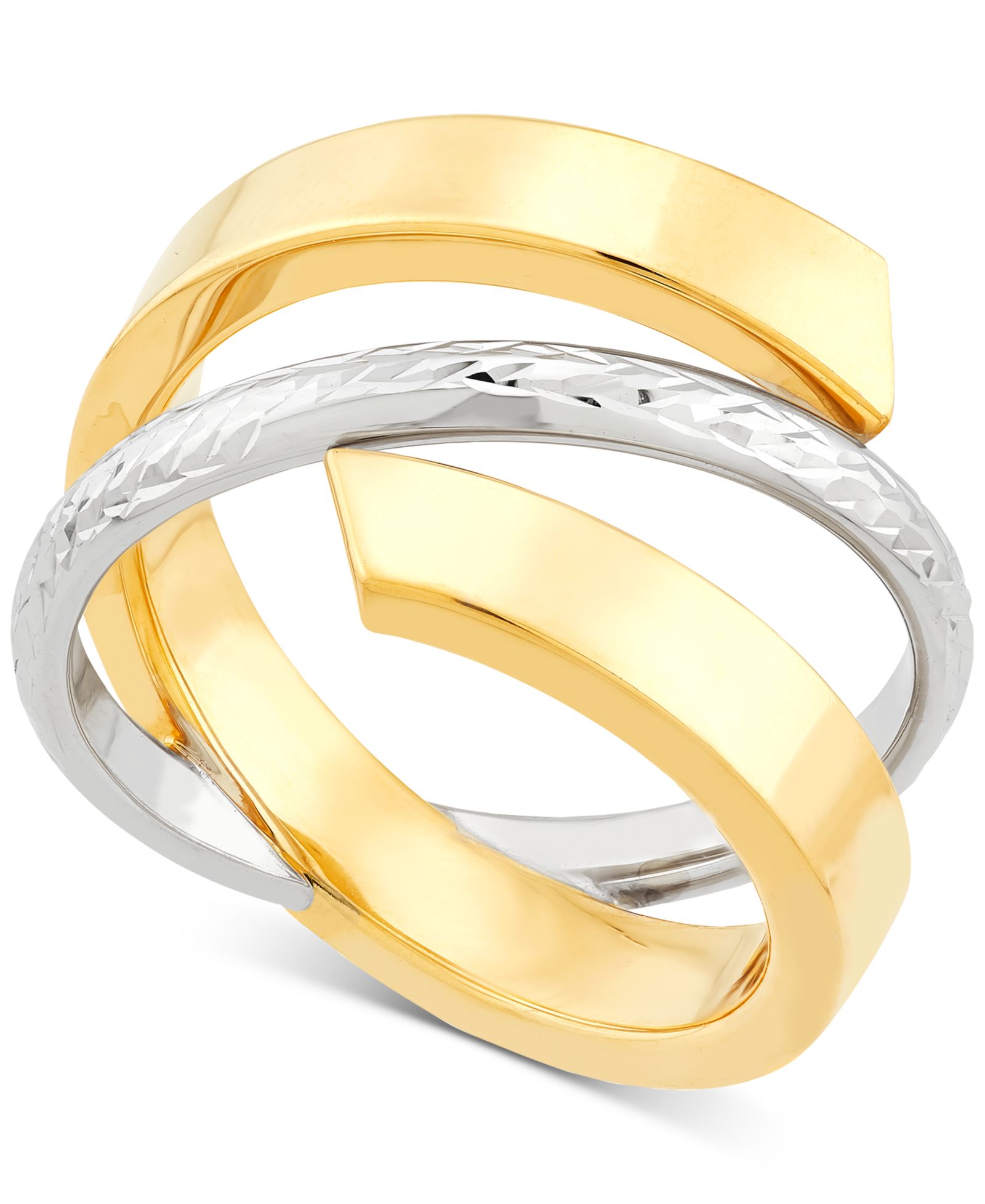 Кольцо Macy's Crisscross Open Style Statement в 10k Two-Tone Gold