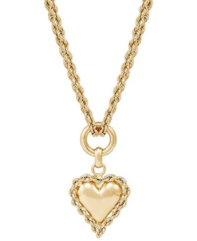 Подвеска Puff Heart Rope-Framed 18" в золоте 10k Macy's