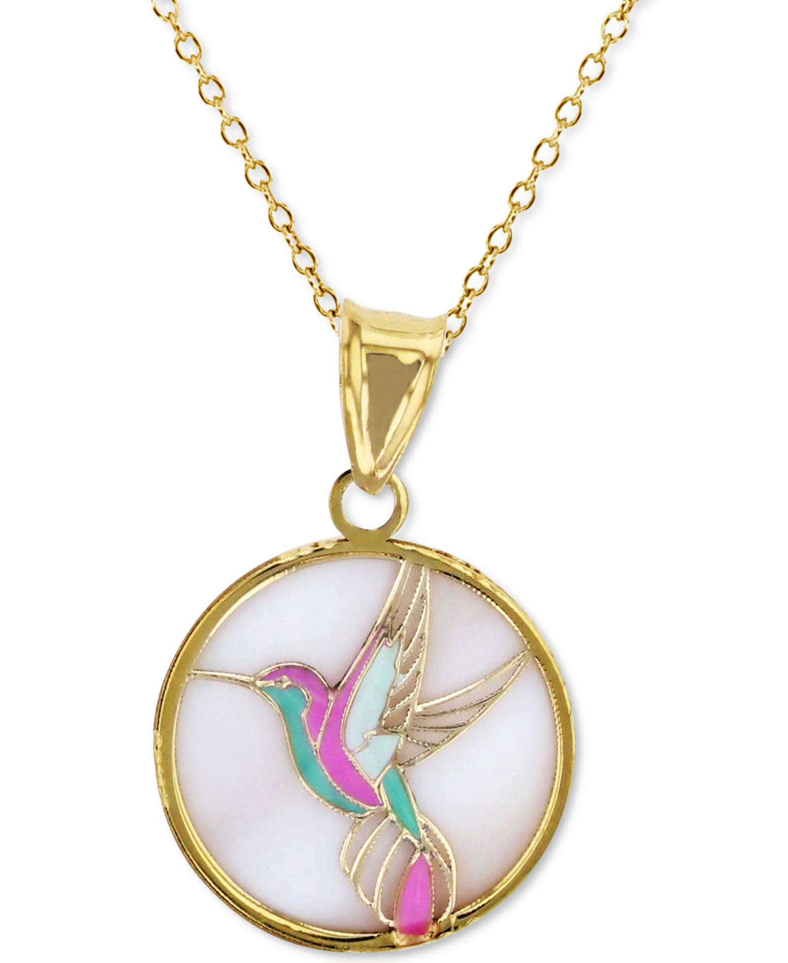 Подвеска-кулон Enamel Hummingbird 18" в 14k Gold