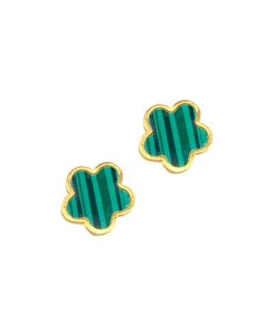 Серьги-гвоздики ADORNIA Green Mother Of Pearl Clover