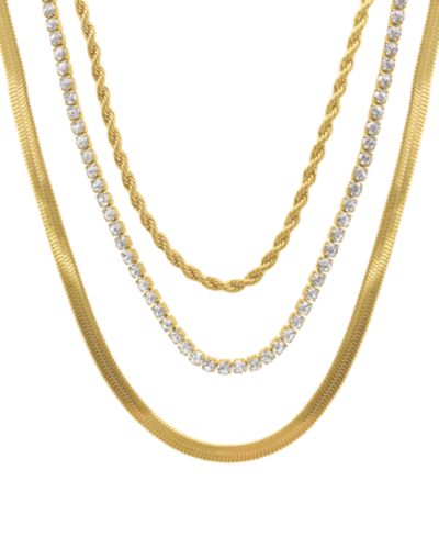 Набор ожерелий ADORNIA Herringbone Chain, Rope Chain, and Tennis Necklace