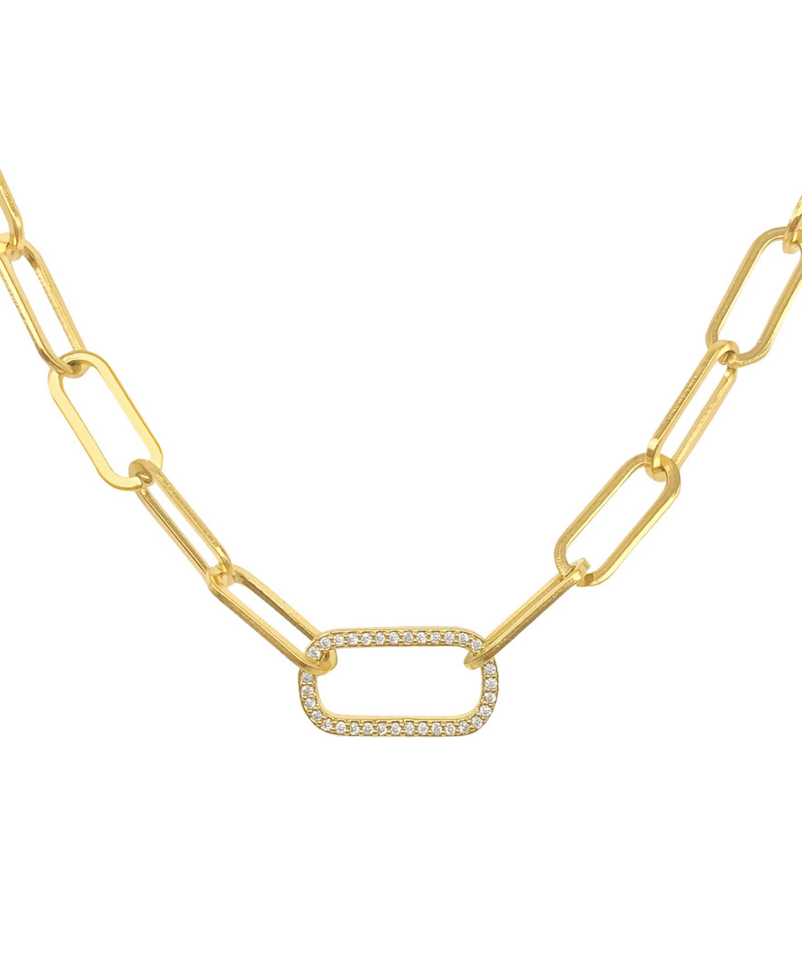 ADORNIA Paper Clip Chain with Oversized Link Necklace