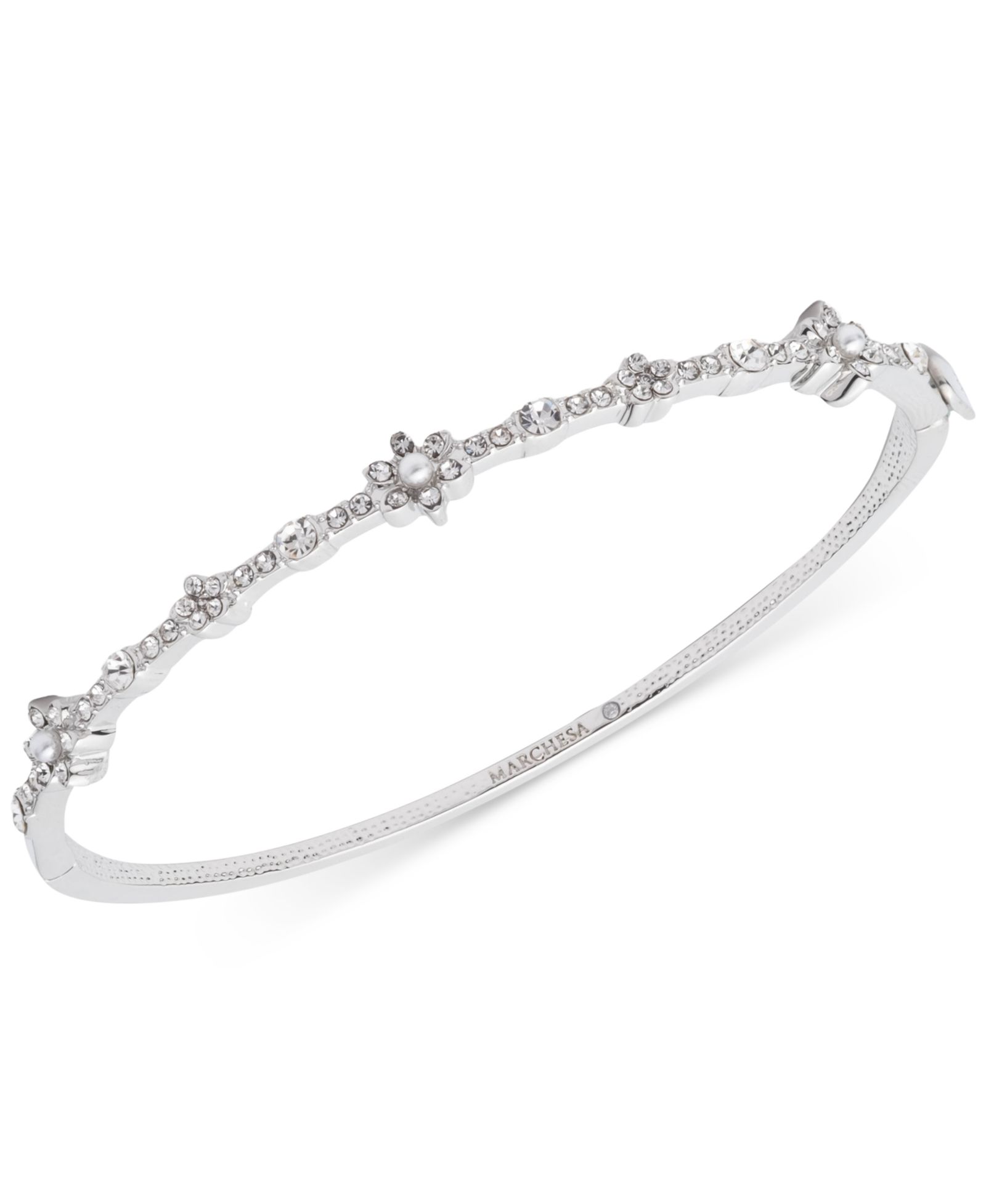 Браслет Marchesa Crystal & Imitation Pearl Flower Bangle