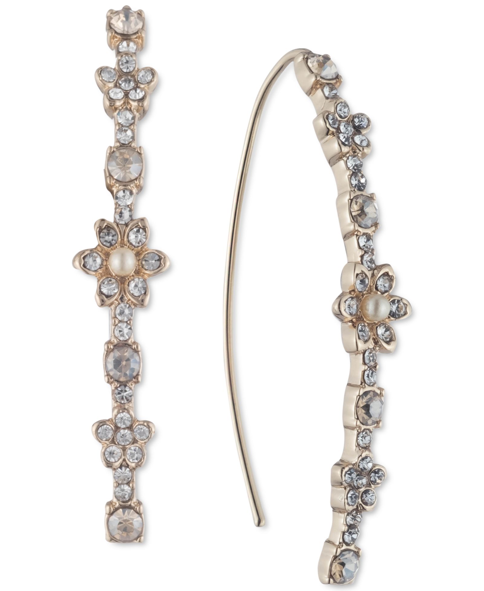 Серьги Marchesa Crystal & Imitation Pearl Flower Threader