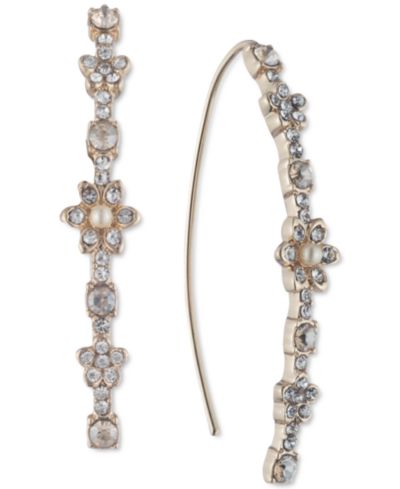 Серьги Marchesa Crystal & Imitation Pearl Flower Threader