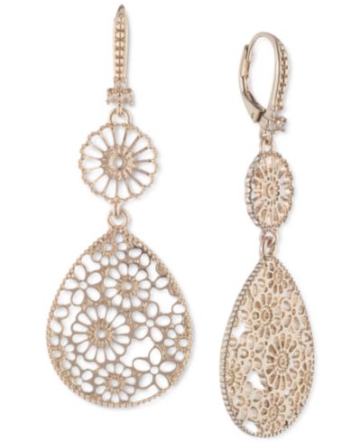 Серьги Marchesa Gold-Tone Filigree Double Drop