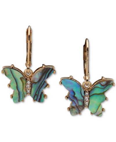 lonna & lilly Gold-Tone Pavé & Stone Butterfly Drop Earrings