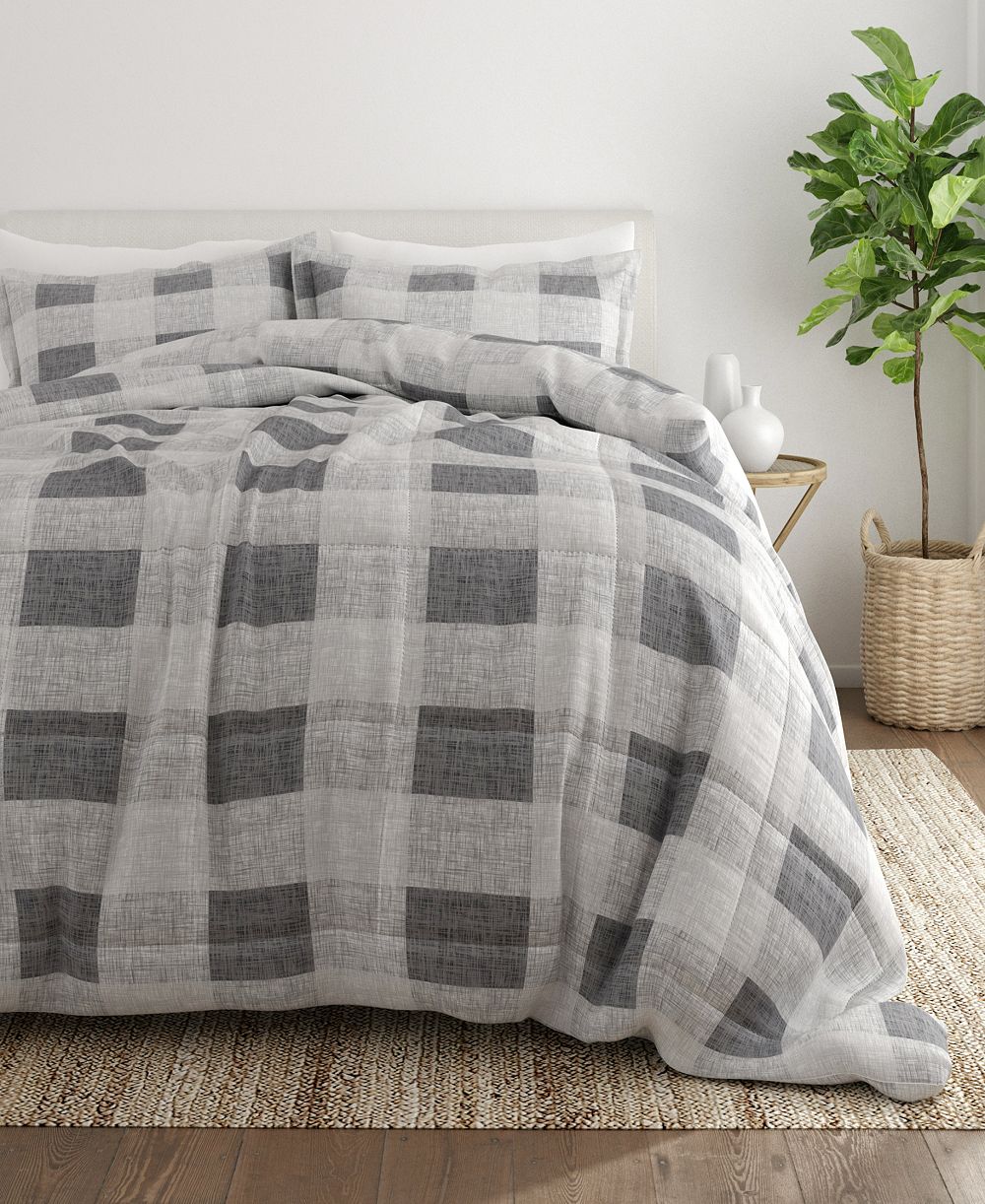 ienjoy Home Ultra Soft Gingham 3-Pc. Comforter Set, Queen