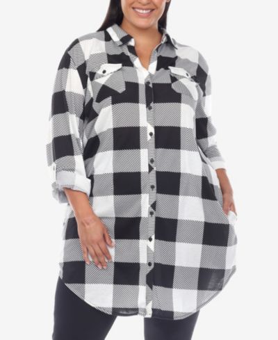 White Mark Женская туника в клетку Plus Size