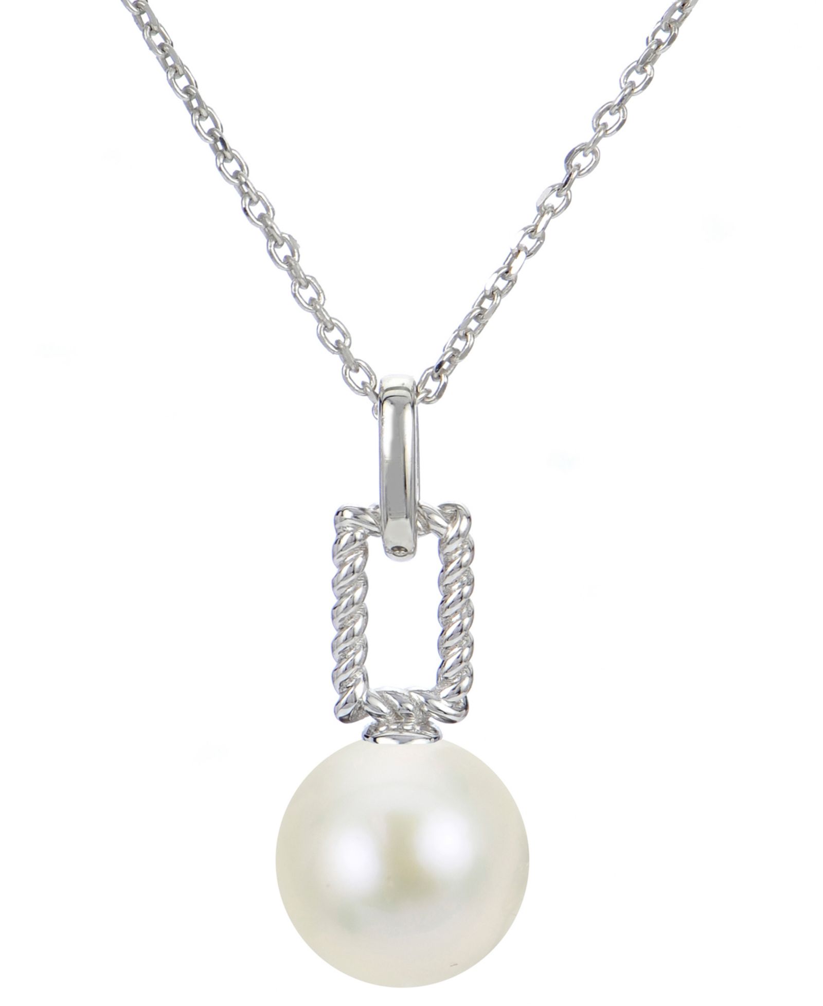 Подвеска-кулон Cultured Freshwater Pearl (9mm) Twist Square из стерлингового серебра, 16" + 2" удлинитель