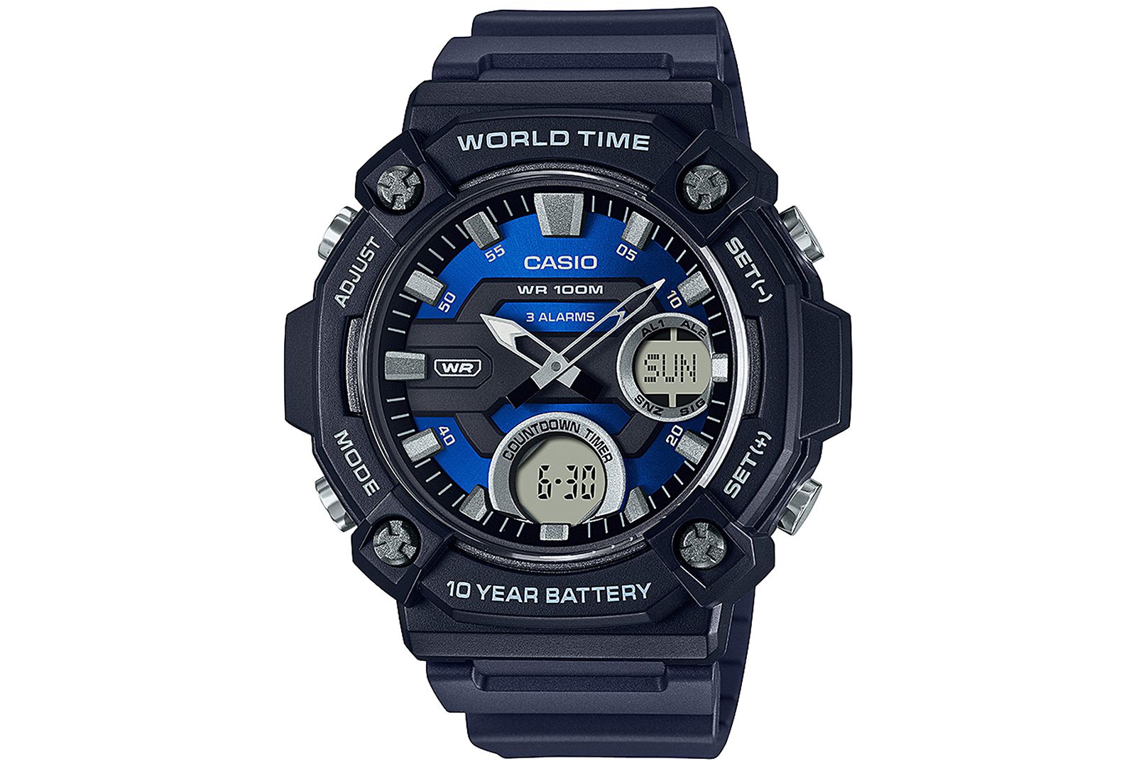 Casio Men's Analog Digital Black Resin Strap Watch 48mm
