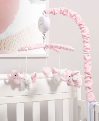 The Peanutshell Музыкальная мобиль для детской кроватки Pink Elephant