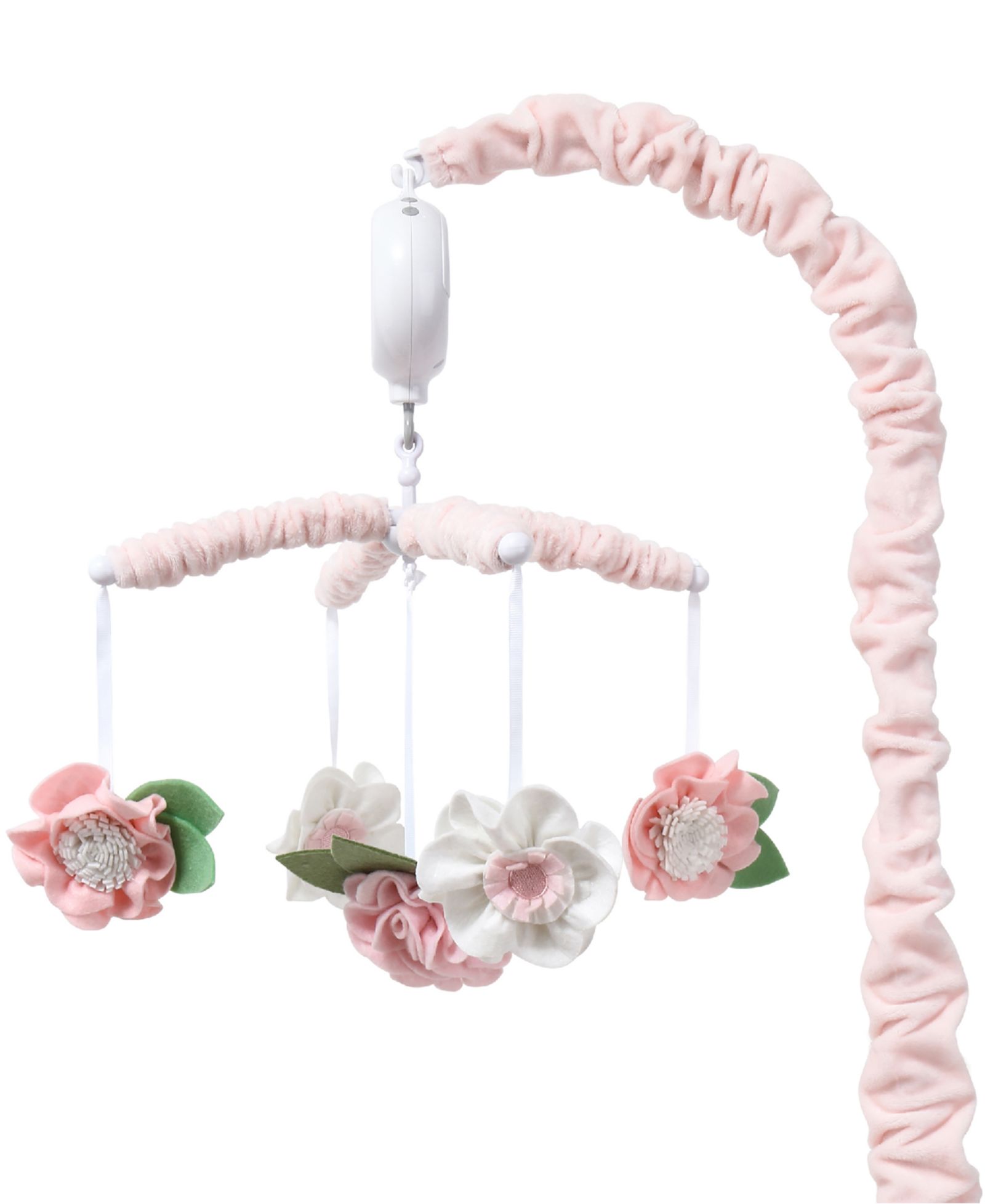 The Peanutshell Pink Floral Musical Crib Mobile for Baby Girls Plays 12 Lullabies