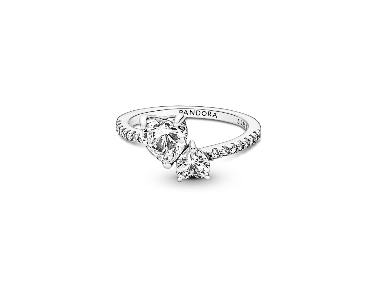 Pandora Cubic Zirconia Timeless Double Heart Sparkling Ring