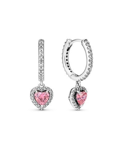 Pandora Sterling Silver Sparkling Halo Heart Hoop Earrings