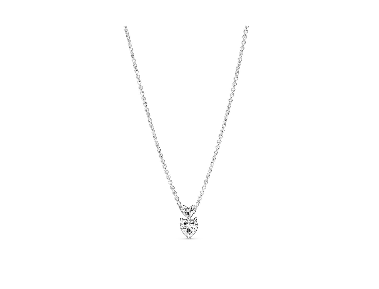 Подвеска-кулон Pandora Timeless Sterling Silver Double Heart Sparkling Cubic Zirconia Collier Necklace