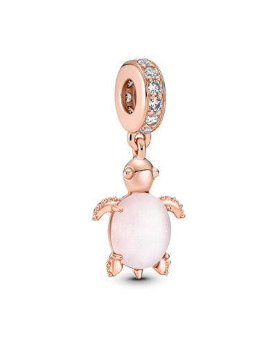 Pandora Cubic Zirconia Murano Glass Pink Sea Turtle Dangle Charm