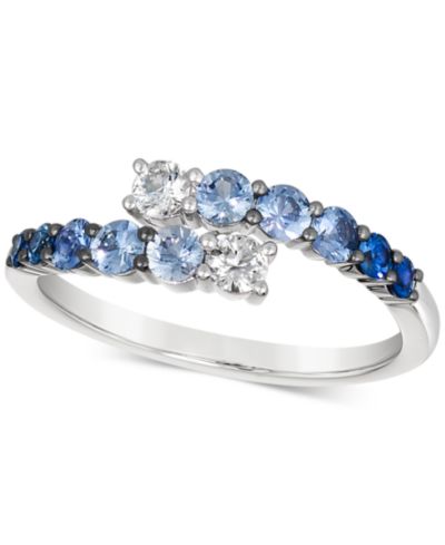 Кольцо Le Vian® Denim Ombré (5/8 ct. t.w.) & White Sapphire (1/5 ct. t.w.) Bypass Statement в 14k White Gold