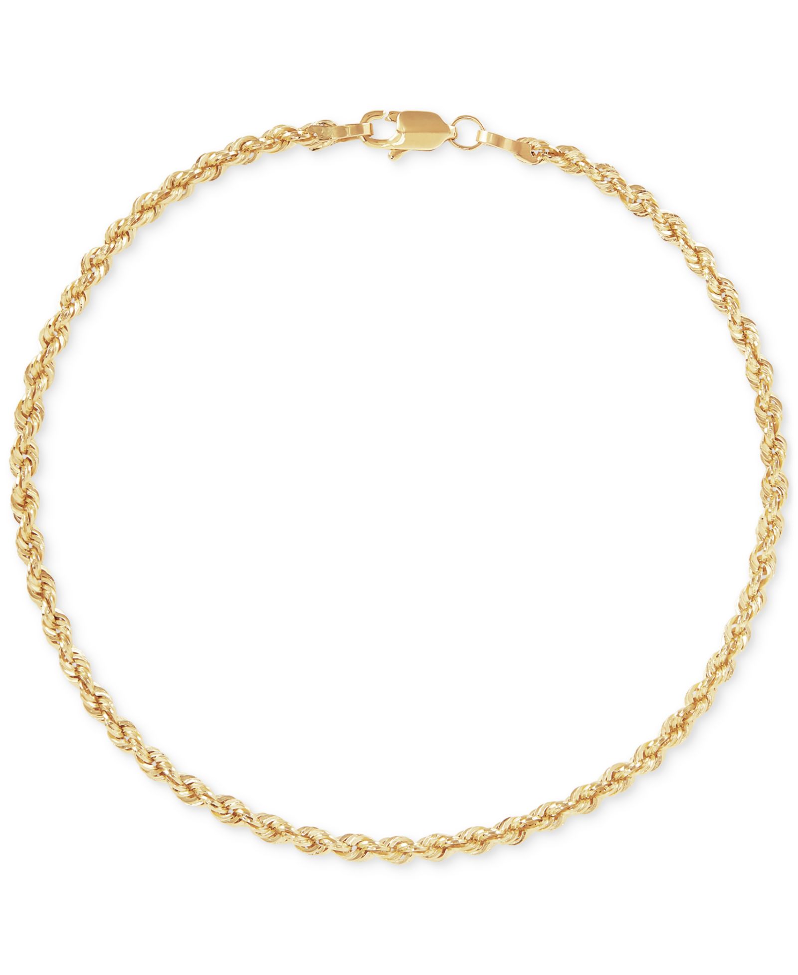 Lightweight Glitter Rope Link Chain Bracelet in 10k Gold
