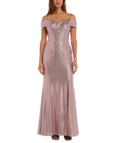 Вечернее платье Nightway Cold-Shoulder Foil Gown