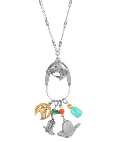 Женское ожерелье с кулоном в виде головы лошади 2028 Charm Horse Head Boot Hat