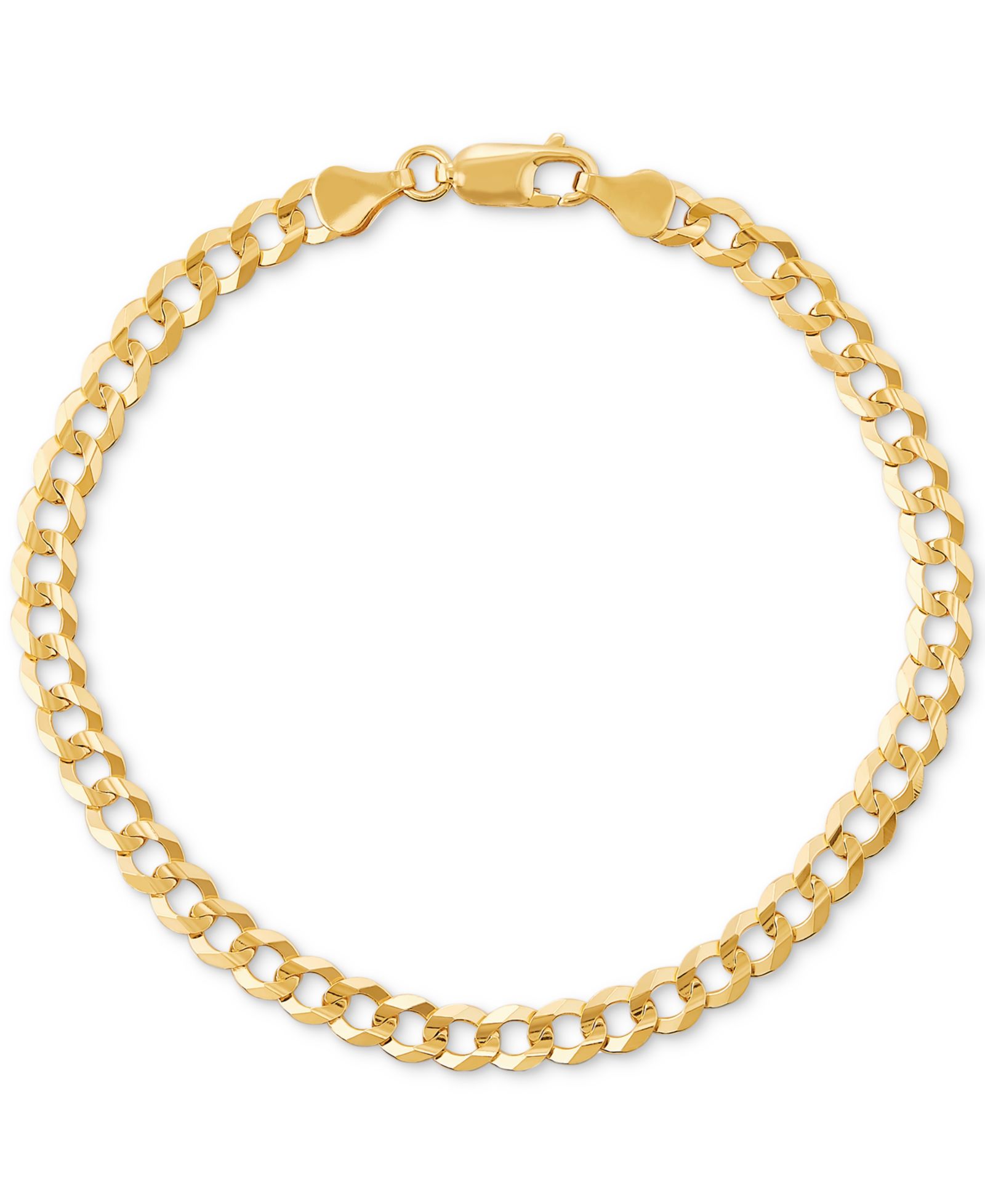 Мужской браслет Macy's Concave Curb Link из позолоченного стерлингового серебра, 14k Gold-Plated