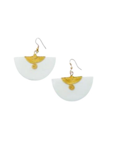 KENDI AMANI Nusu Earrings – Brass and Bone Statement Earrings, Handmade in Kenya