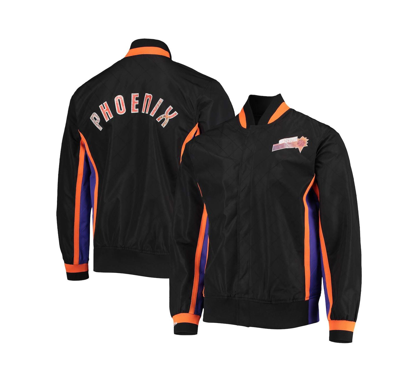 Men's Phoenix Suns Black Mitchell & Ness Hardwood Classics 75th Anniversary Authentic Warmup Full-Snap Jacket