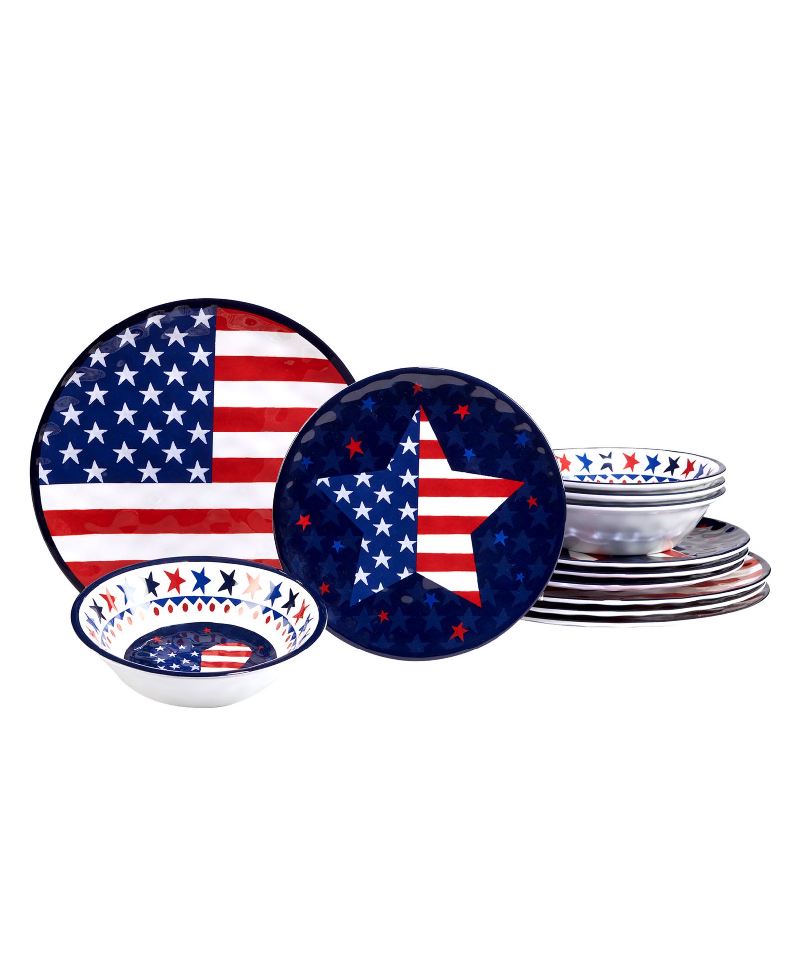 Certified International Stars & Stripes Melamine 12 Pc. Dinnerware Set, Service for 4