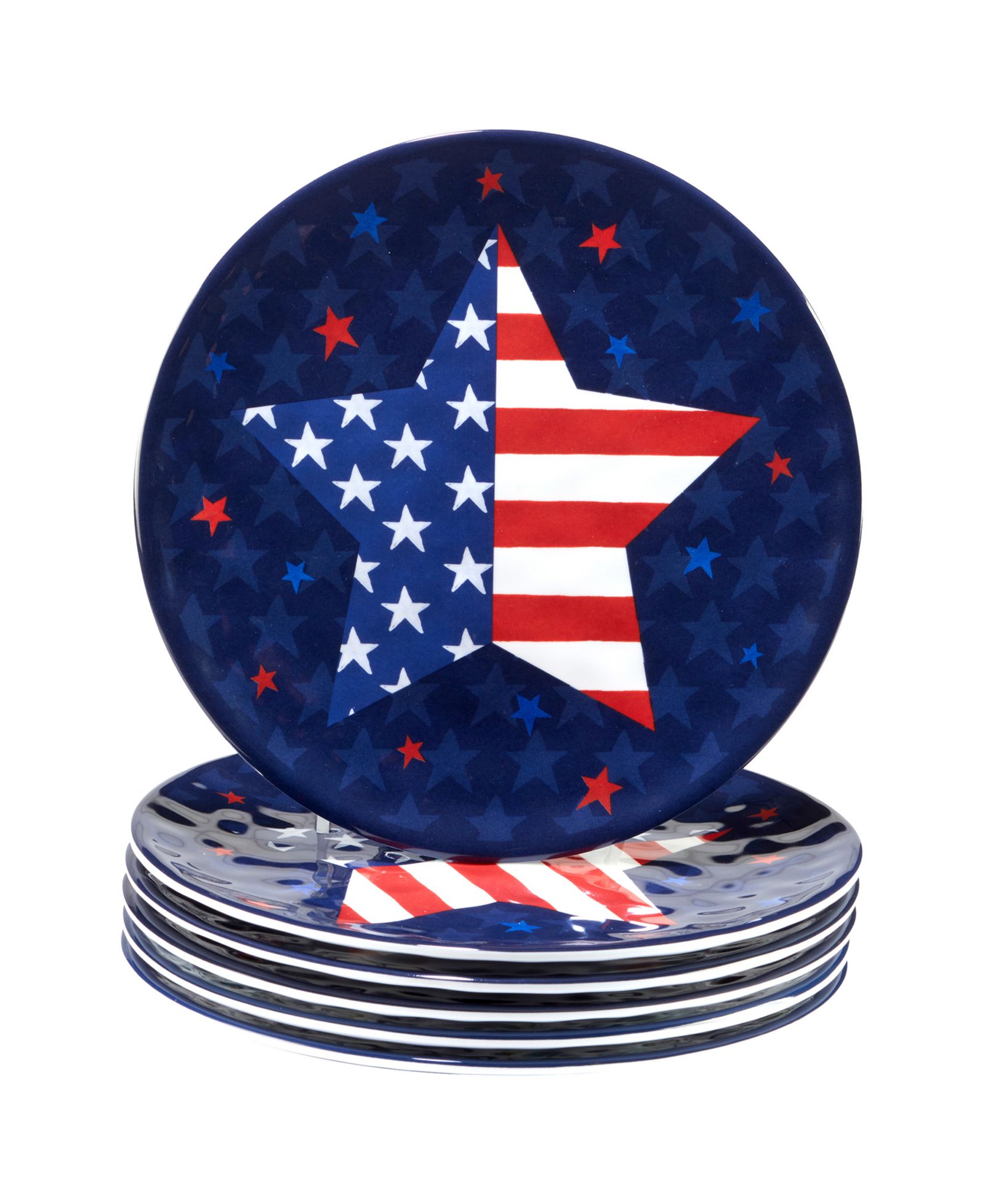 Certified International Stars & Stripes Melamine Plates, Set of 6