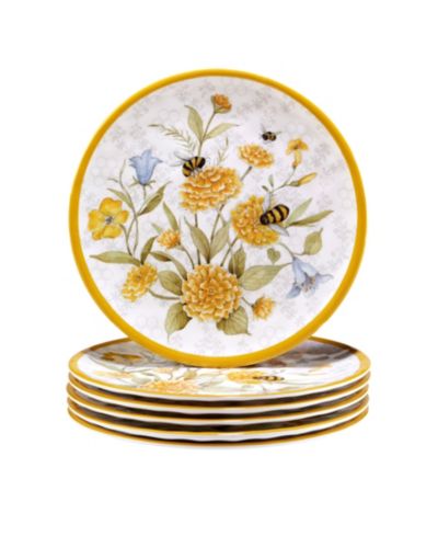 Certified International Bee Sweet Melamine Plates, Set of 6