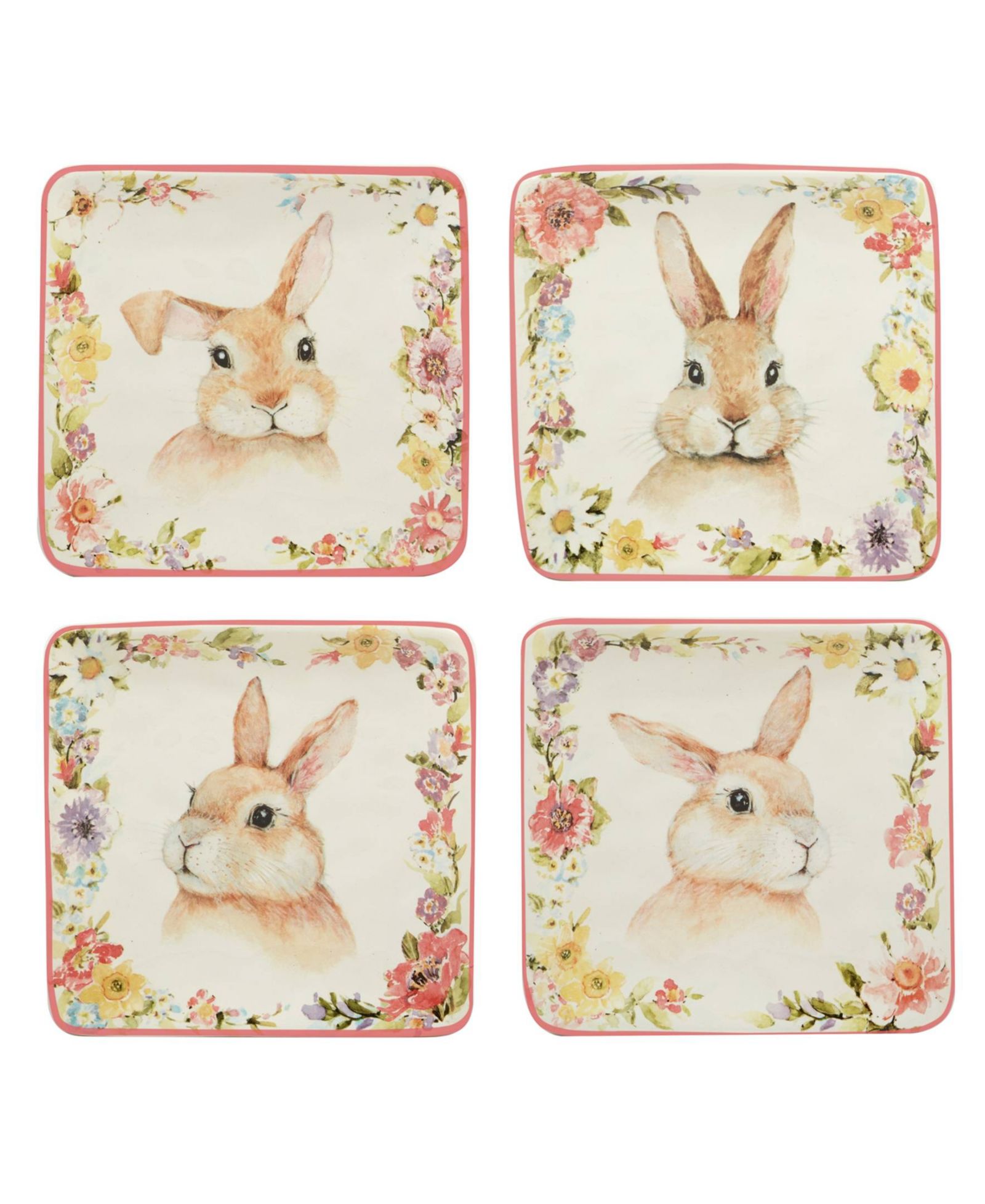 Certified International набор квадратных тарелок для закусок Easter Garden, 6", 4 шт.