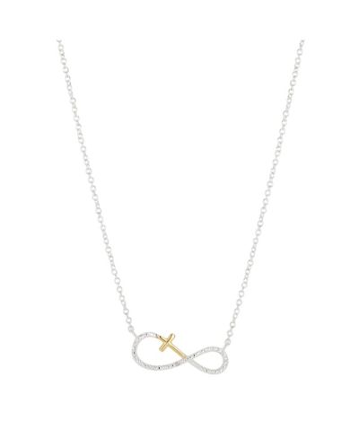 Unwritten 14K Gold Flash Plated Cubic Zirconia Cross Infinity Pendant Necklace