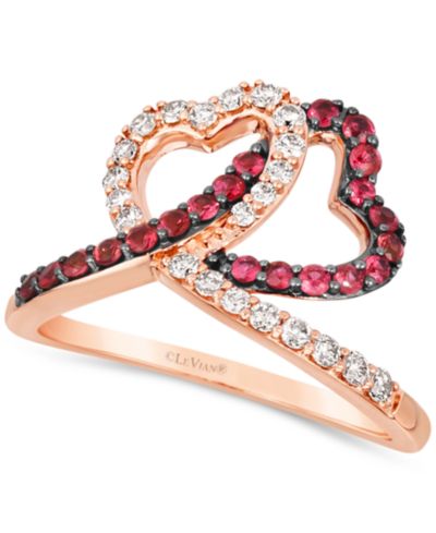 Кольцо Le Vian® Passion Ruby (3/8 ct. t.w.) & Nude Diamond (1/3 ct. t.w.) Interlocking Hearts из розового золота 14k