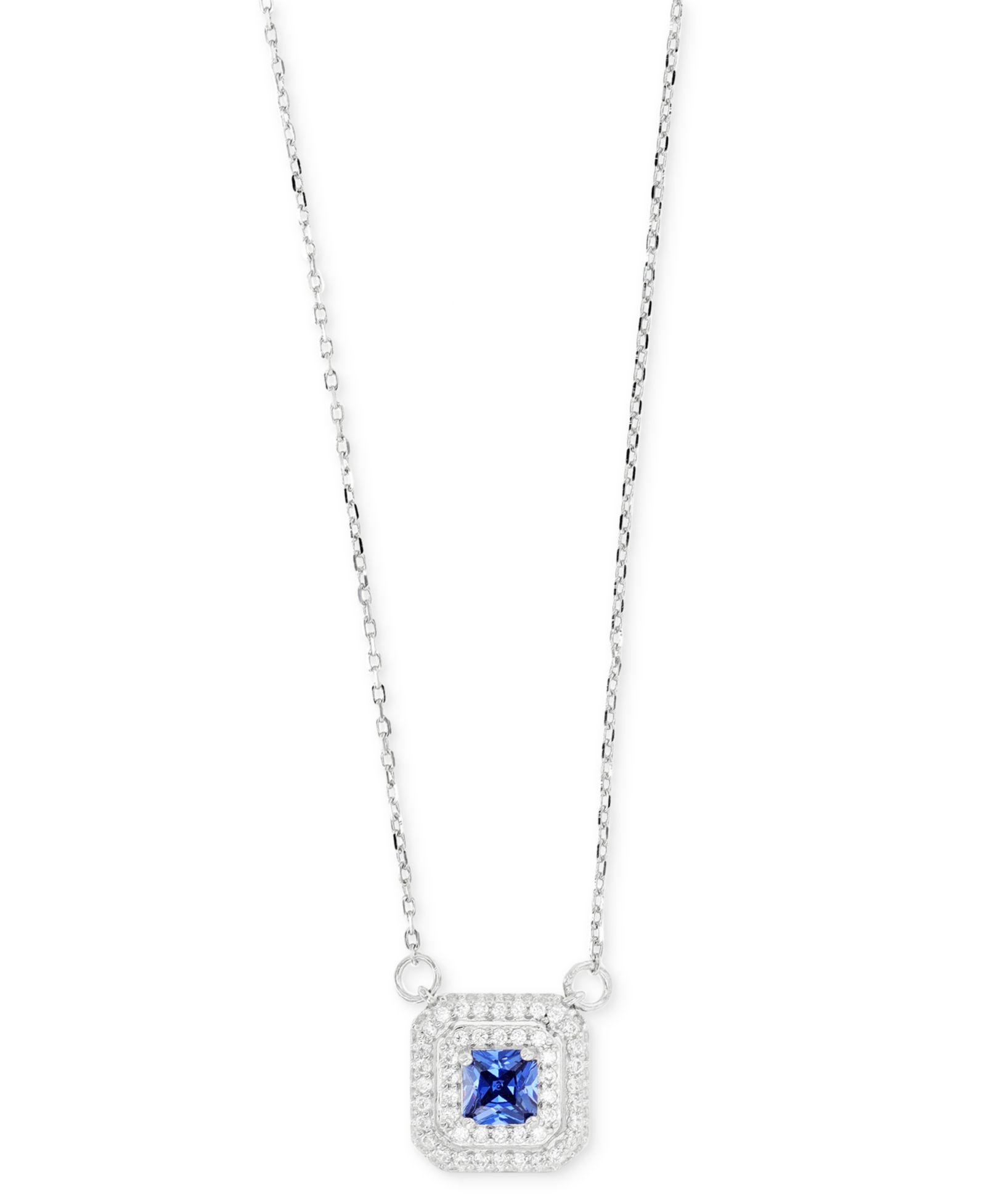 Подвеска-ожерелье Macy's Cubic Zirconia Square Halo 18" в Sterling Silver