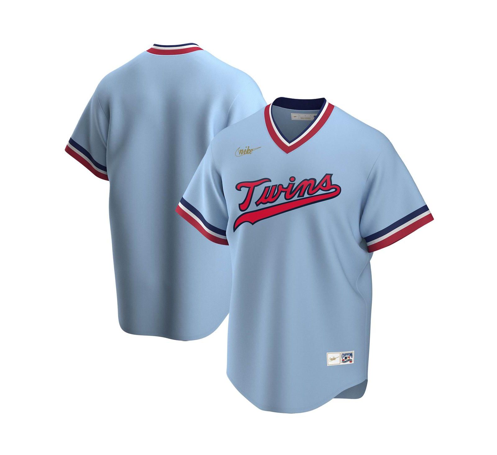 Мужская джерси Nike Light Blue Minnesota Twins Road Cooperstown Collection Team