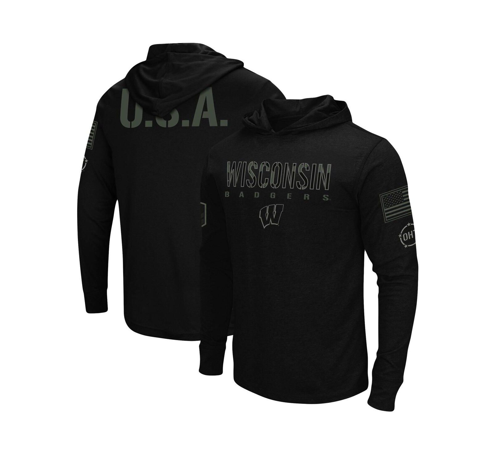 Мужское худи Colosseum Black Wisconsin Badgers OHT Military-Inspired Appreciation Long Sleeve T-shirt